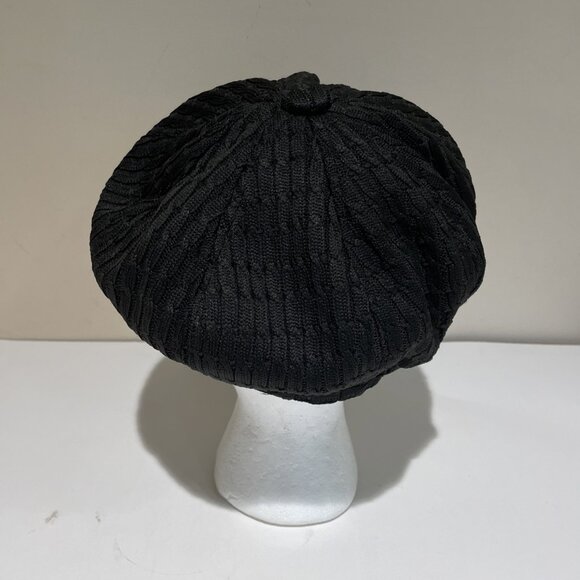Vintage Suzanne Somers Cable Stitch Newsboy Hat Cabbie Black One Size Retro 80s - Picture 5 of 8